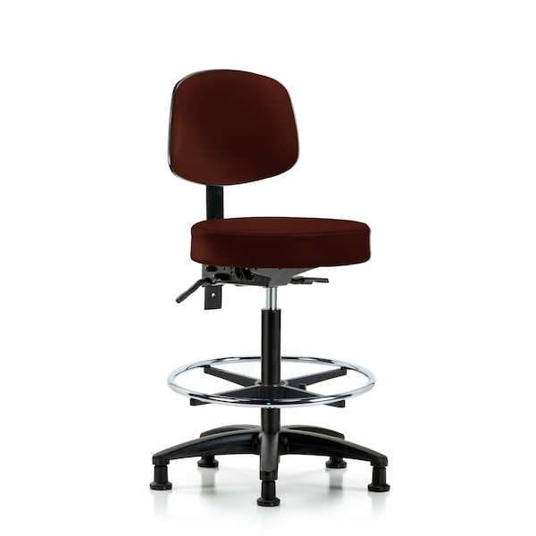 Bench Stool, Hi, Vin, Bk, CF, Glides, Burg