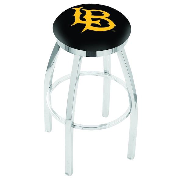 25" Chrome Long Beach State University Swivel Bar Stool, Accent Ring