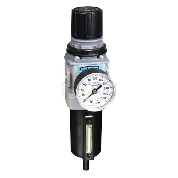 Wilkerson by Self-Relieving Compact Filter/Regulator with GC230 Gauge and Sight Glass, 1/4 in NPT/BS