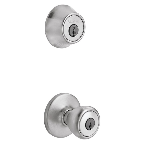 Knob Lockset, 3 Grade, Keyed Key, Satin Chrome, 238 x 234 in Backset, K6 Keyway