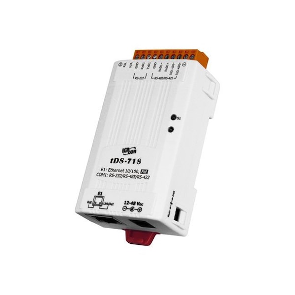 ICP DAS tDS-718 - Serial to Ethernet Device Server, with PoE and 1 RS 232/422/485 port