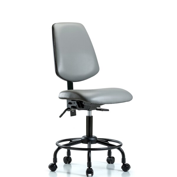 Vinyl Chair, Desk, Round Tube Base, Med Back, Tilt, Casters, Sterling