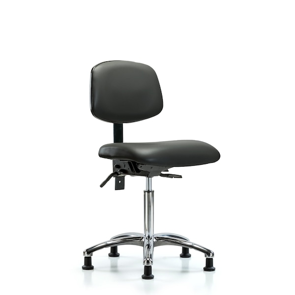 Vinyl Chair Chrome, Med Bench, Tilt, Glides, Carbon
