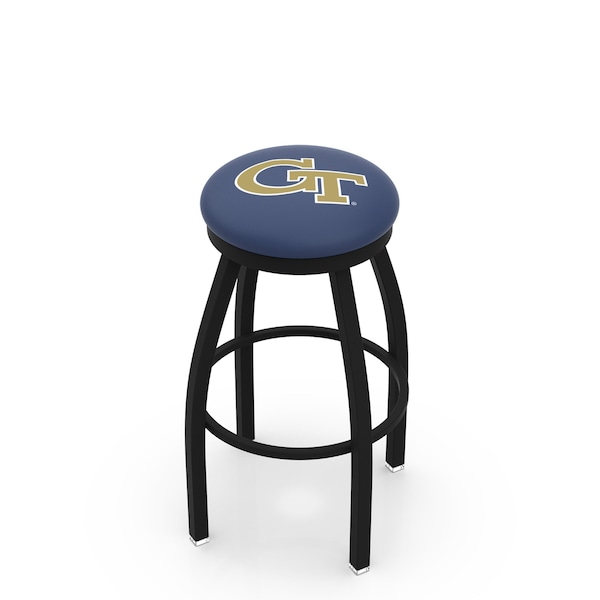 25" Blk Wrinkle Georgia Tech Swivel Bar Stool, Accent Ring
