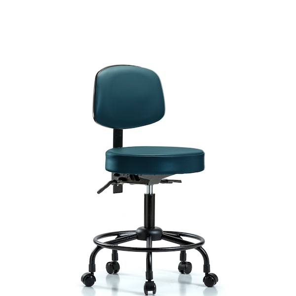 Vinyl Stool, Back, Desk, Round Tube Base, Tilt, Casters, Royal