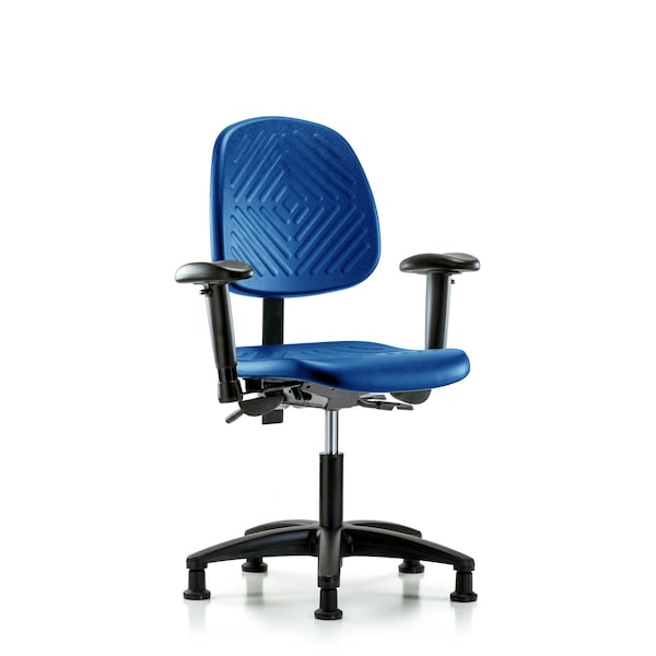 Poly Chair, Desk, Med Back, Tilt, Arms, Glides, Blue