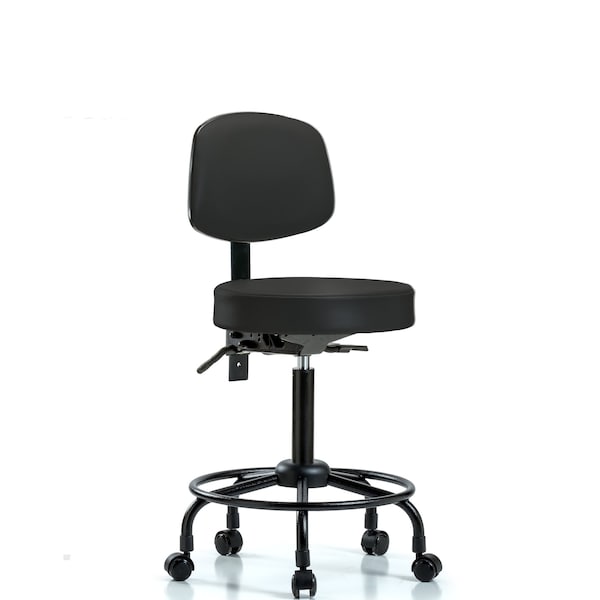 Med Bench Stool, Vin, Bk, RT, Tilt, Cast, Blk