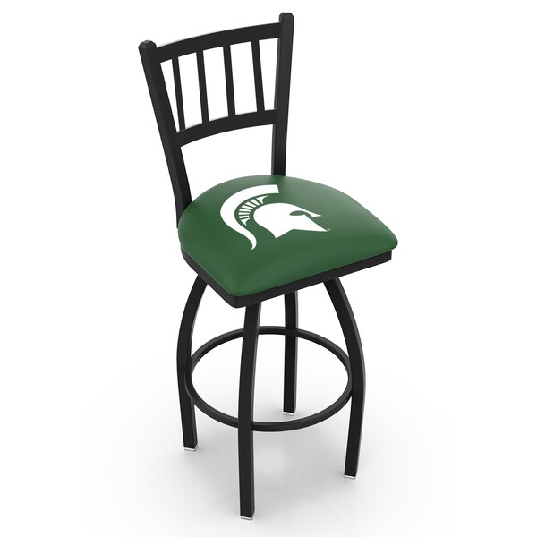 25" Blk Wrinkle Michigan State Swivel Bar Stool, Jailhouse Back