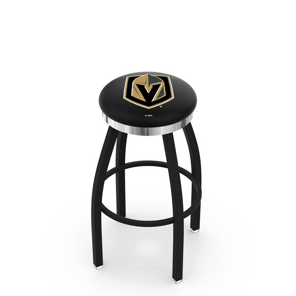 25" Blk Wrinkle Vegas Golden Knights Swivel Bar Stool, Chrome Ring