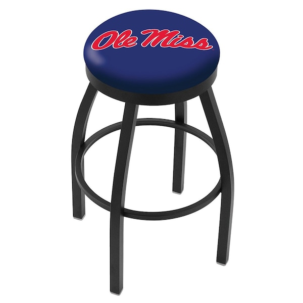 25" Blk Wrinkle Ole' Miss Swivel Bar Stool, Accent Ring