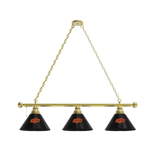 Oklahoma State 3 Shade Billiard Light, Brass Fixture