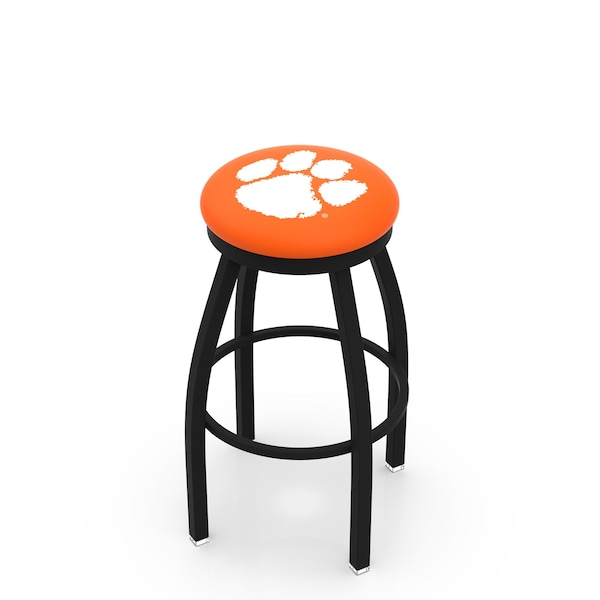 25" Blk Wrinkle Clemson Swivel Bar Stool, Accent Ring