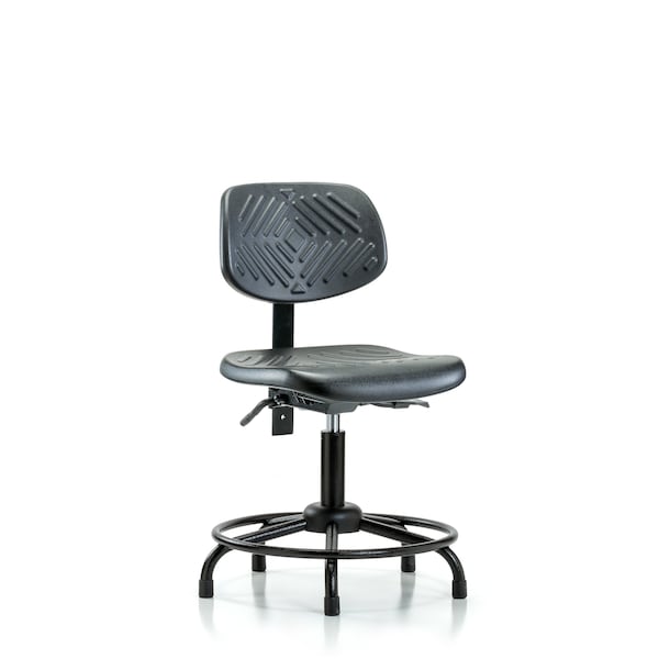 Desk Chair Desk Chair, Med, Poly, Bk.RT, Tilt Glides, No Arms, 17" to 22" Height, Black; Blue