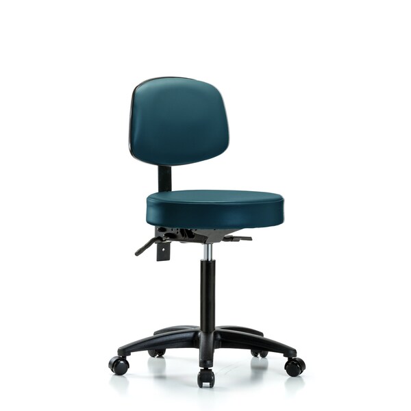 Vinyl Stool, Back, Med Bench, Casters, Royal