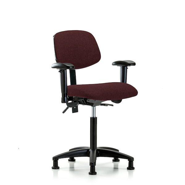 Chair, Fabric, Med Bench, AA Glides, Bur, 6-Way Adjustable, 22" to 29" Height, Burgundy