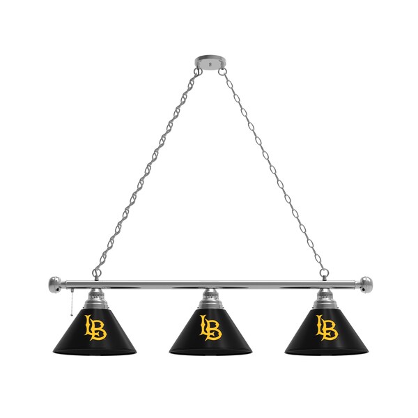 Long Beach State University 3 Shade Billiard Light, Chrome Fixture