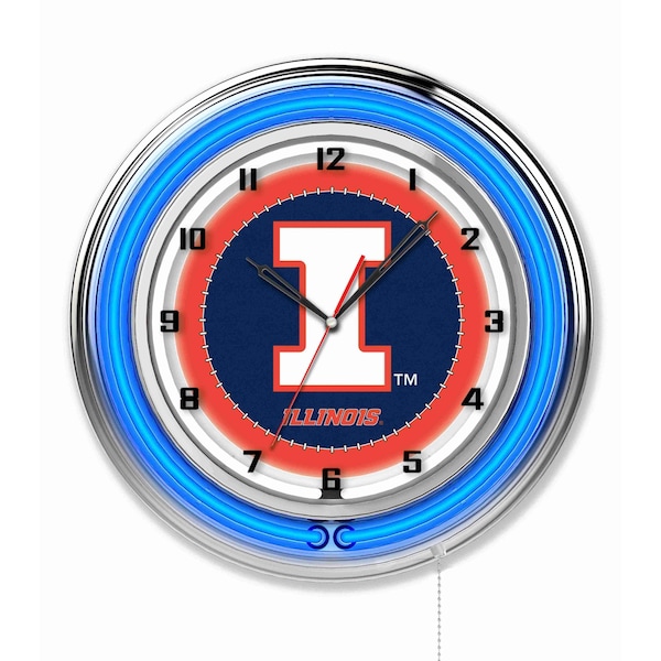 University of Illinois Double Neon 19" Clock