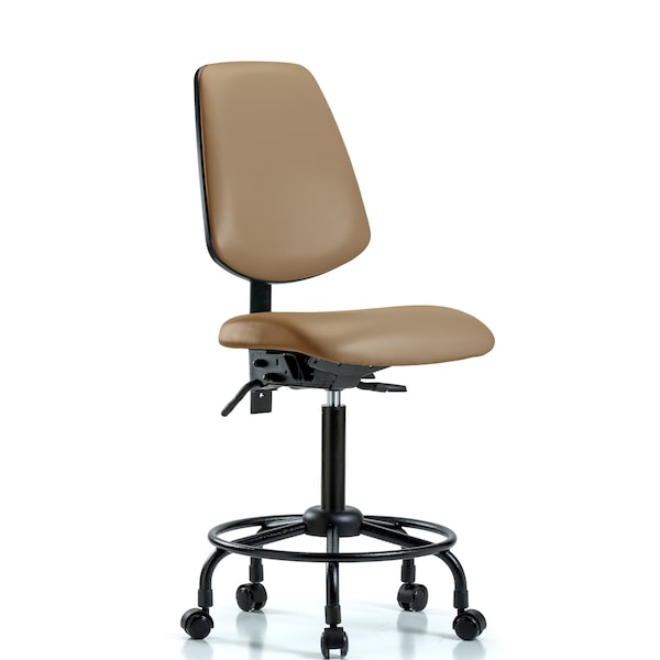 Medium Bench Chair No Arms, 23" to 31" Height, Vinyl, Taupe