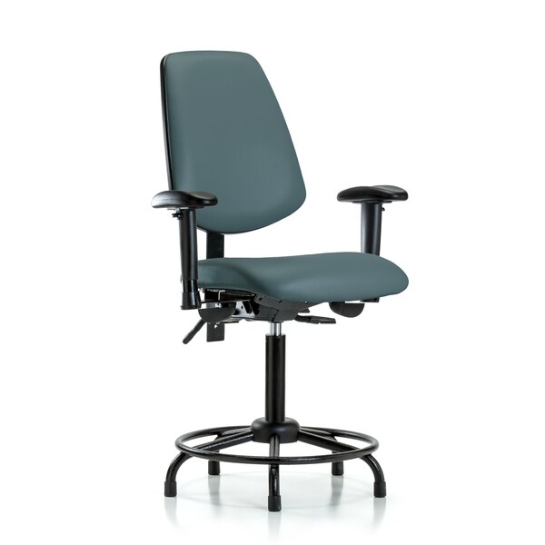 Medium Bench Chair Adjustable Arms, 22" to 29" Height, Vinyl, Colonial Blue