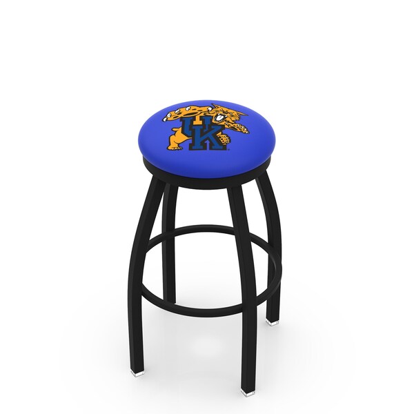 25" Blk Wrinkle Kentucky "Wildcat" Swivel Bar Stool, Accent Ring