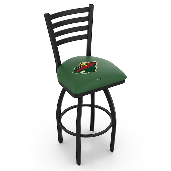 25" Blk Wrinkle Minnesota Wild Swivel Bar Stool, Ladder Back