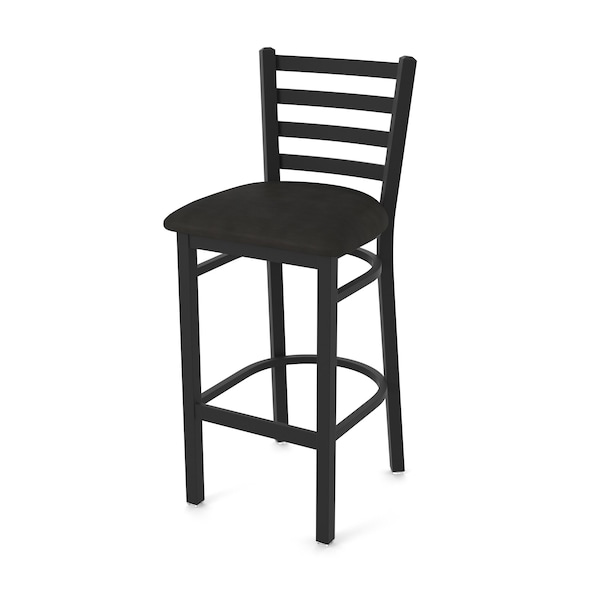 25" Stationary Counter Stool, Black Wrinkle, Canter Espresso Seat