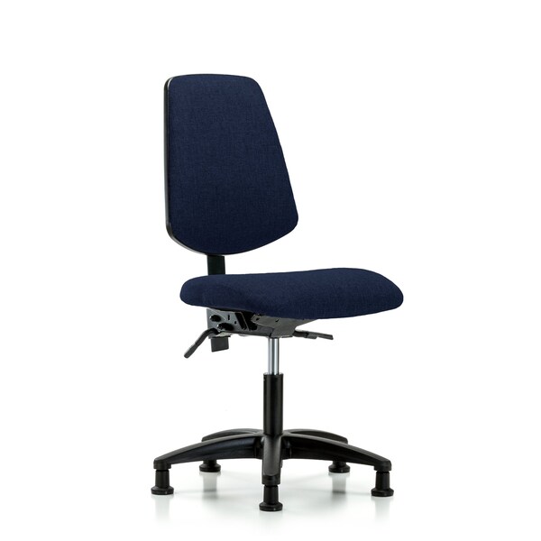 Desk Chair Fabric Desk Chair, Med, Bk, Glides, Navy, No Arms, 19" to 24" Height, Fabric, Dark Blue