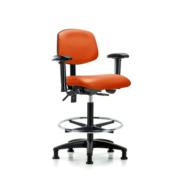 Chair, Poly, Med Bench, Chrome Tilt Glides, 6-Way Adjustable, 26" to 35" Height, Orange Kist
