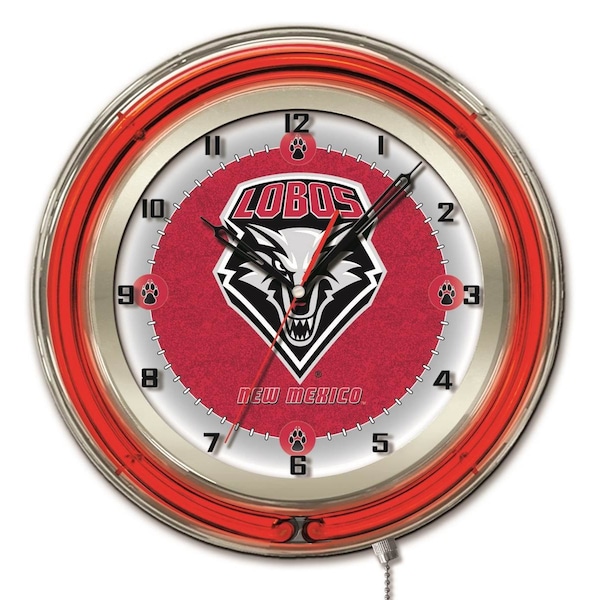 University of New Mexico Double Neon 19" Clock