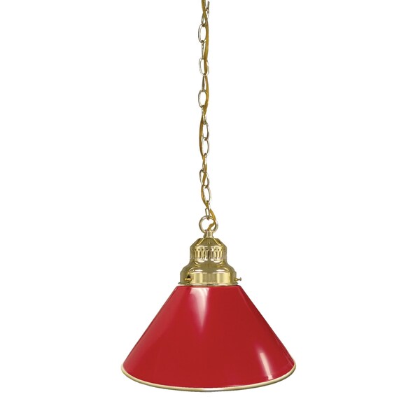 Red Pendant Light, Brass Fixture