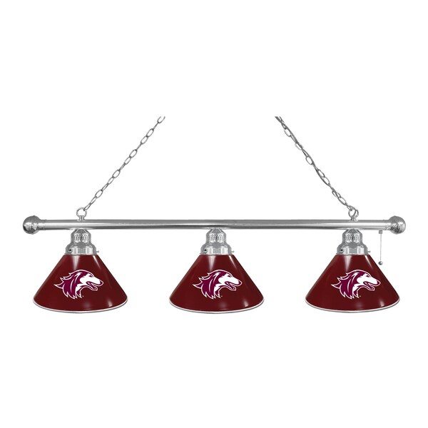 Southern Illinois 3 Shade Billiard Light, Chrome Fixture