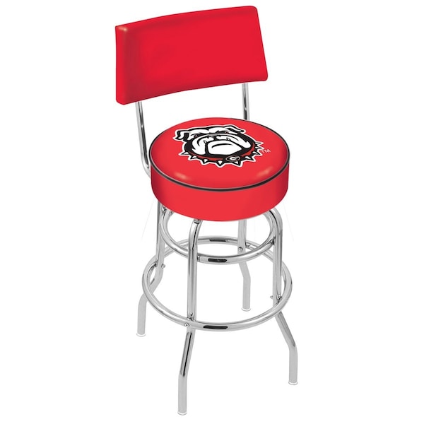 25" Chrome 2-Ring Georgia "Bulldog" Swivel Bar Stool, Back