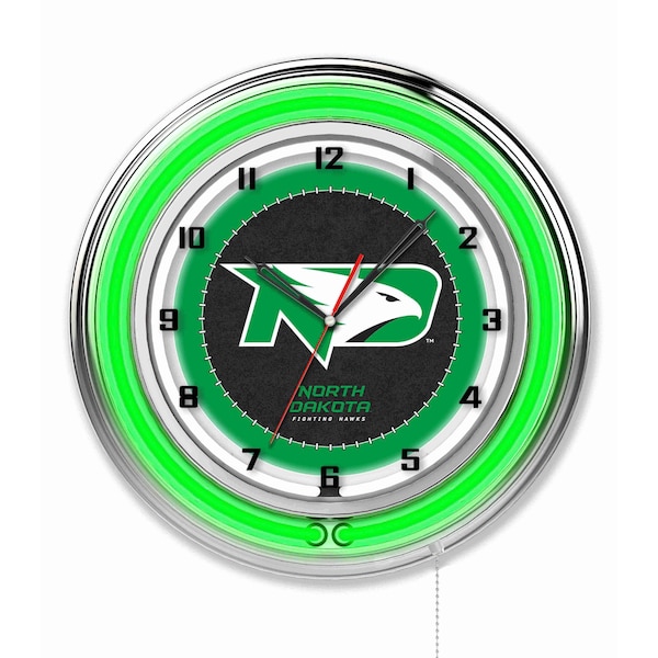 University of North Dakota Double Neon 19" Clock