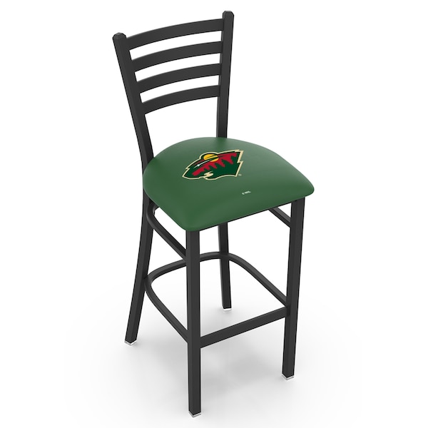 25" Blk Wrinkle Minnesota Wild Stationary Counter Stool, Ladder Back