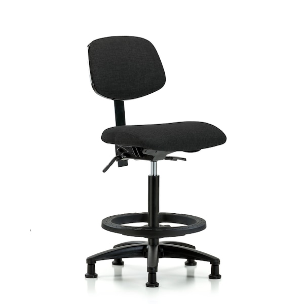 Chair, Fabric, Hi Bench, BF Glides, Blk, No Arms, 26" to 35-1/2" Height, Black