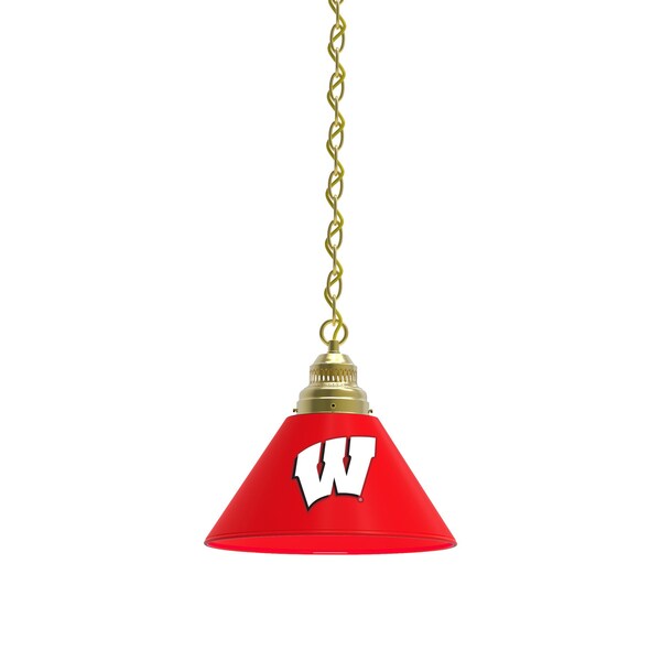 Wisconsin "W" Pendant Light, Brass Fixture