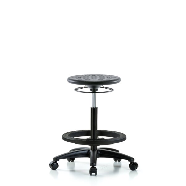 Huron Poly Stool, High Bench, Foot Ring, Casters, Black