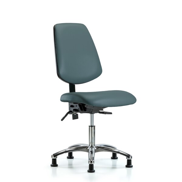 Desk Chair Desk Chair, Vinyl, Med, Bk, Glds, Blu, No Arms, 18" to 23" Height, Vinyl, Colonial Blue