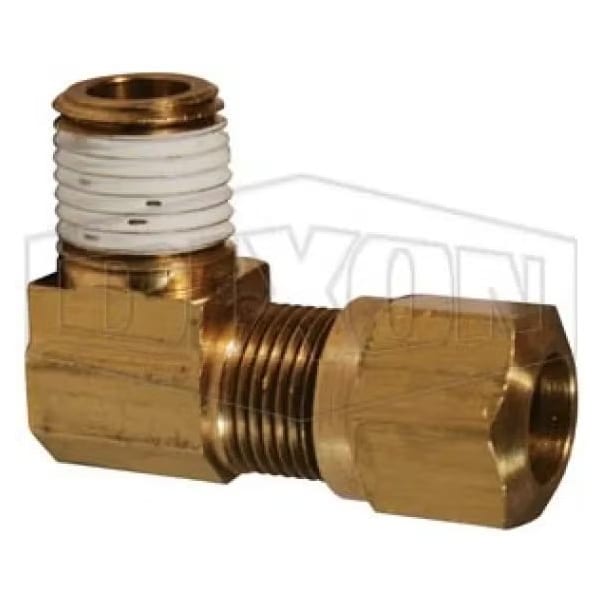 90Deg Air Brake Elbow, 7/16-24 x 3/8 in Nominal, Straight Male x Pipe End Style, Brass, Domestic