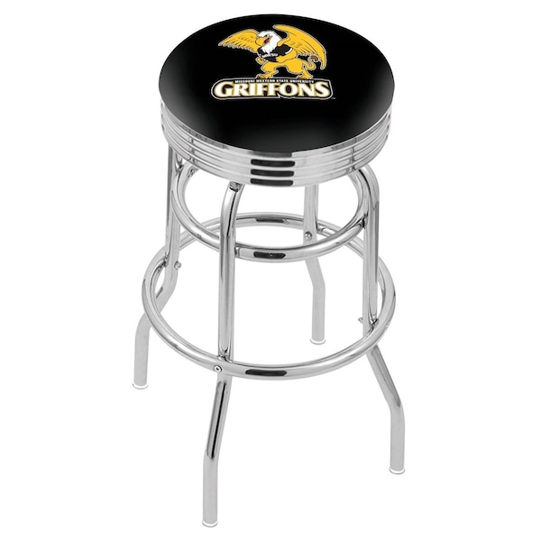 25" Chrome 2-Ring Missouri Western State Swivel Bar Stool, Accent Ring