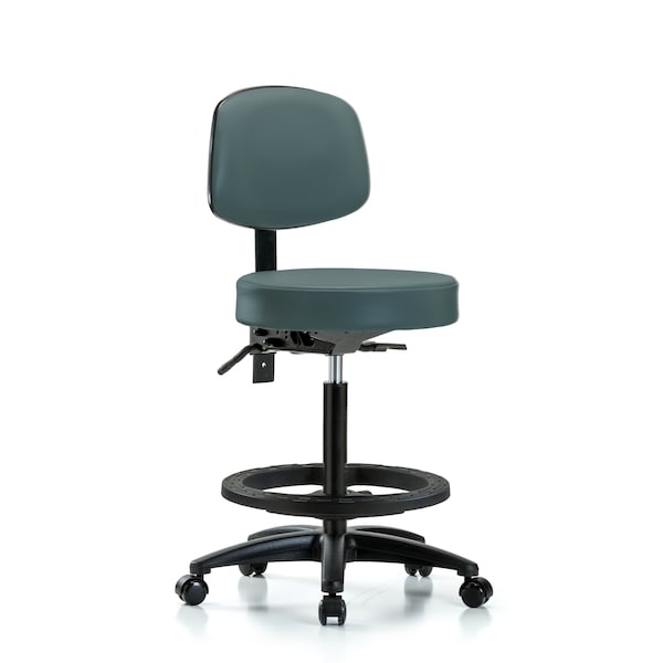 Bench Stool, Hi, Vinl, Bk, Tilt, BF, Cast, Blu