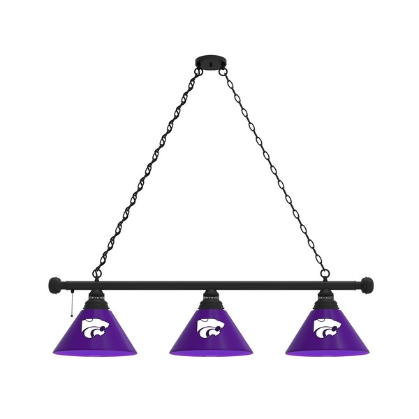 Kansas State 3 Shade Billiard Light, Black Fixture