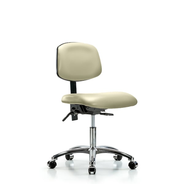 Desk Chair Desk Chair, Vinyl, Chrome Tilt Casters, Wht, No Arms, 18" to 23" Height, Vinyl, Adobe White