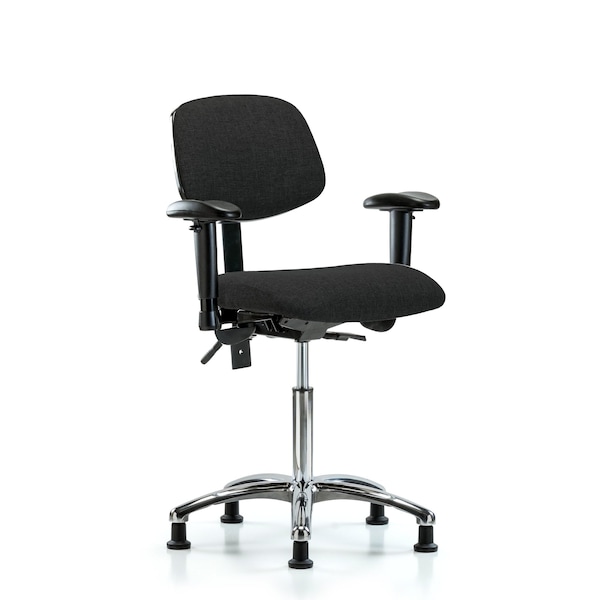 Medium Bench Chair Chair, Fab, Med Ben, Chr Tilt AA Glides, Blk, Adjustable Arms, 22" to 29" Height