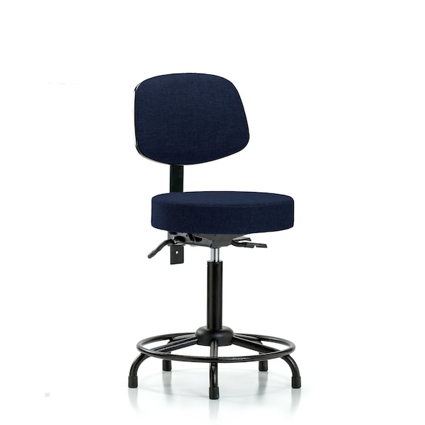 Bench Stool, Med, Fab, Bk, RT, Glides, Nav