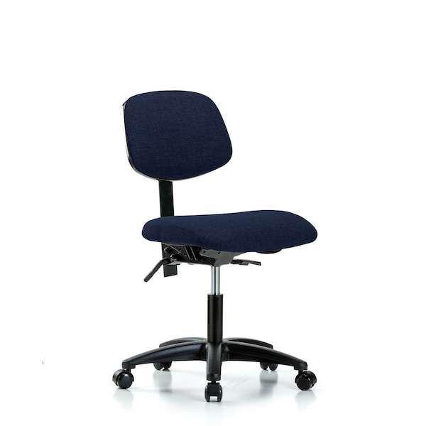 Desk Chair Desk Chair, Fabric, Tilt Casters, Nav, No Arms, 19" to 24" Height, Fabric, Dark Blue
