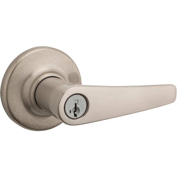 Delta Satin Nickel Exterior Entry Door Lever Featuring SmartKey Security