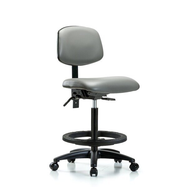 Vinyl Chair, High Bench, Foot Ring, Casters, Sterling