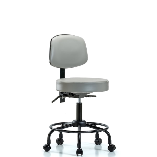 Desk Stool, Vinyl, Bk, RT, Casters, Dov