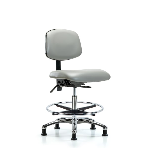 Medium Bench Chair Chair, Vin, Med Ben, Chr Tilt CF Glides, Dov, No Arms, 22" to 29" Height, Vinyl